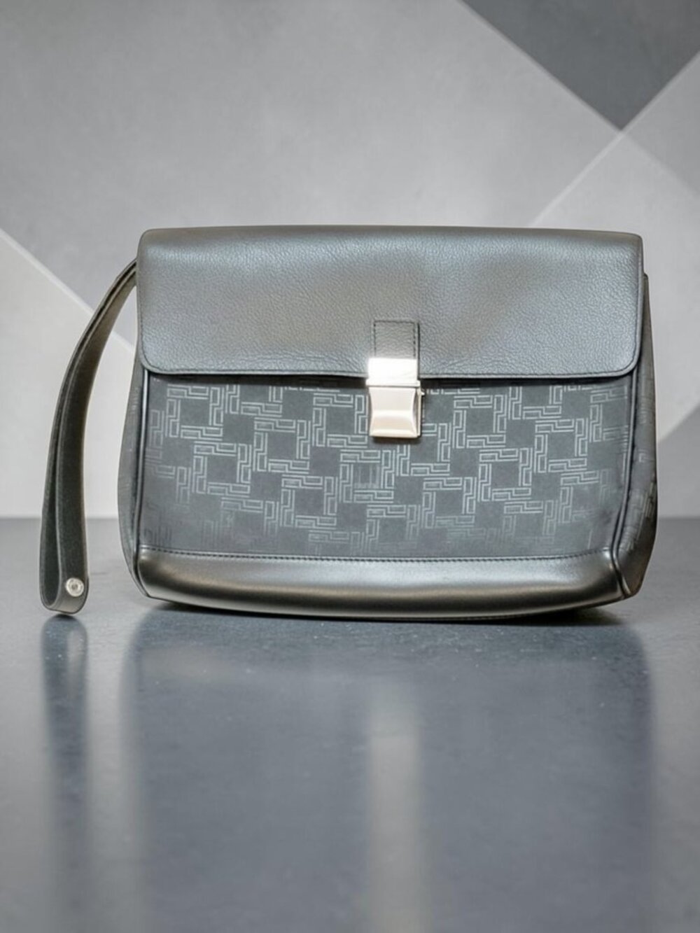 Dunhill PU Black Leather Clutch Bag --England
